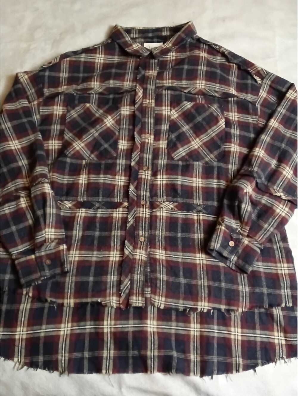 Oli Hali Button-Up Shirt L Plaid Flannel Tunic Top Boho Chic Grunge 25x33